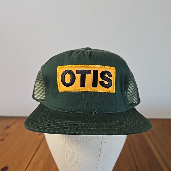 Otis Elevator Company Snapback Flat Brim Trucker Hat Green